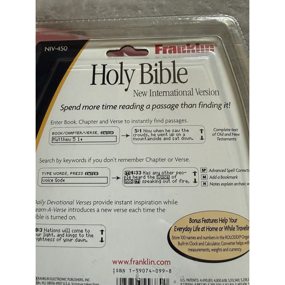 Franklin NIV-450 Holy Bible New International Version New Sealed - Picture 3 of 6